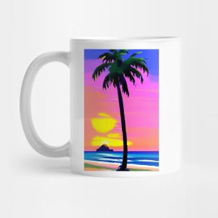 Evening Summer Sunset Palm Tree Beach Ocean Artistic Paradise Mug